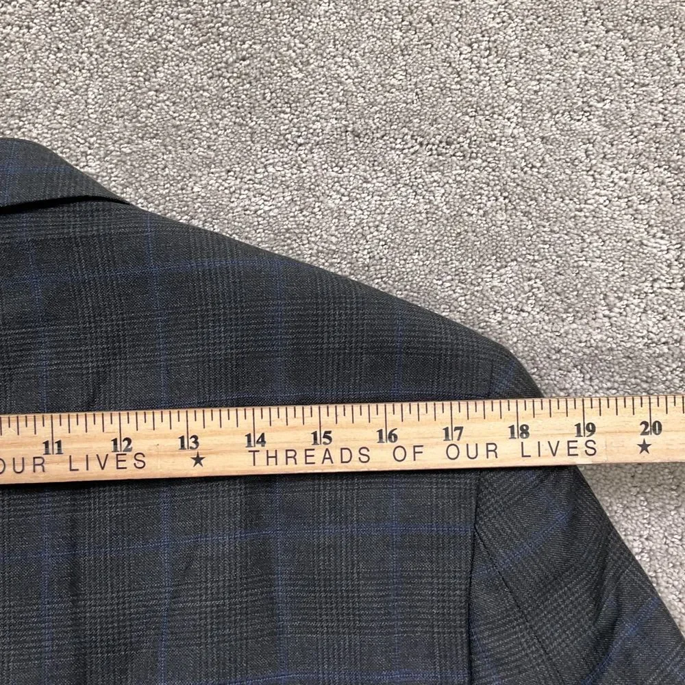 Ralph Lauren Suit Men 40R‎ 30W 27L Gray Royal Blue Windowpane Plaid Classic Wool